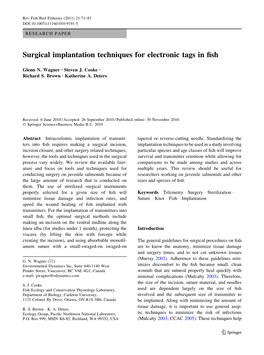 Surgical Implantation Techniques for Electronic Tags in Fish