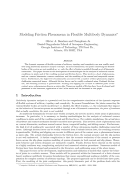 Modeling Friction Phenomena in Flexible Multibody Dynamics∗