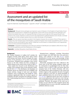 Assessment and an Updated List of the Mosquitoes of Saudi Arabia Azzam M