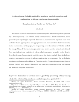 A Discontinuous Galerkin Method for Nonlinear Parabolic Equations and Gradient ﬂow Problems with Interaction Potentials