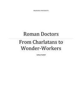 Roman Doctors from Charlatans to Wonder-Workers