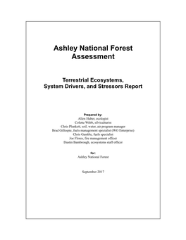 Ashley National Forest Assessment: Terrestrial Ecosystems, System