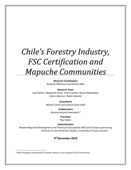 Chile's Forestry Industry, FSC Certification and Mapuche Communities