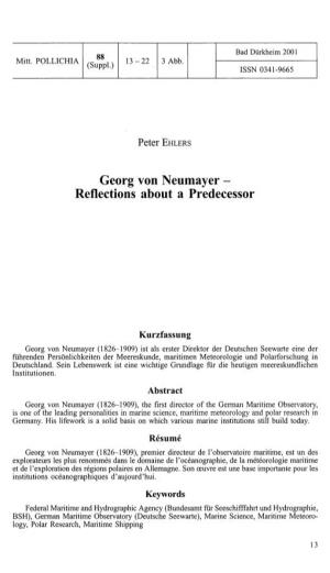 Georg Von Neumayer - Reflections About a Predecessor