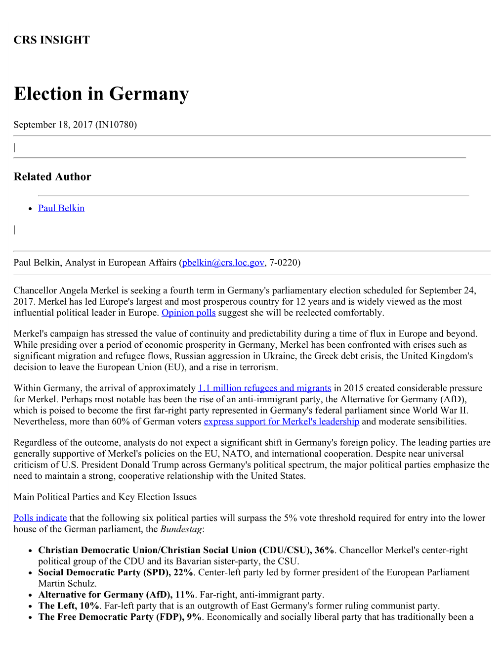 Election in Germany