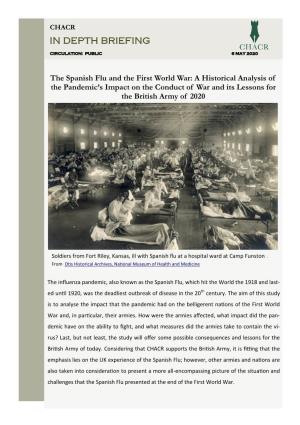 The Spanish Flu and the First World War: a Historical Analysis of the Pandemic’S Impact on the Conduct of War and Its Lessons for the British Army of 2020