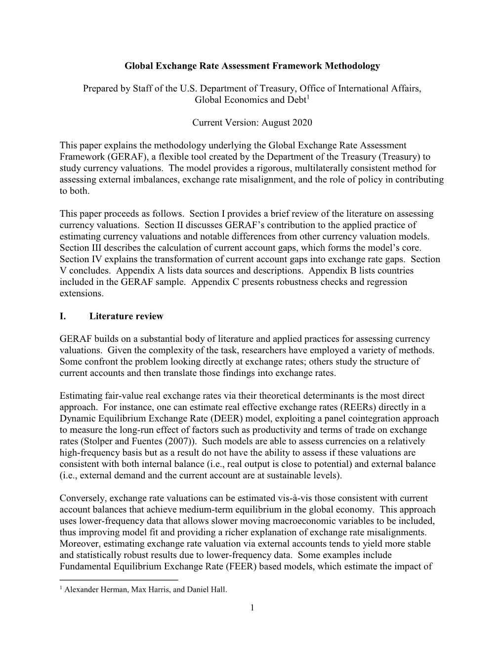 Global Exchange Rate Assessment Framework Methodology