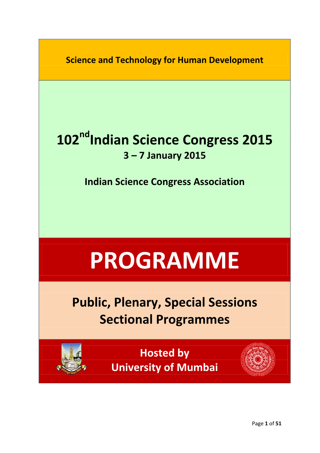 Indian Science Congress 2015 Program