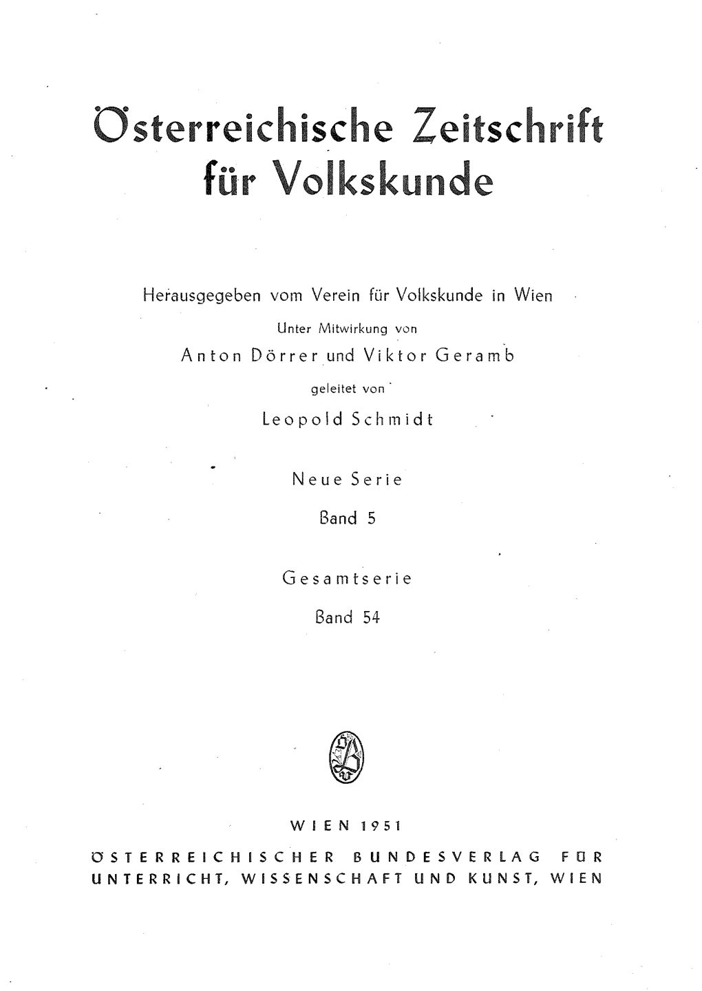 Österreichische Zeitschrift Für Volkskunde