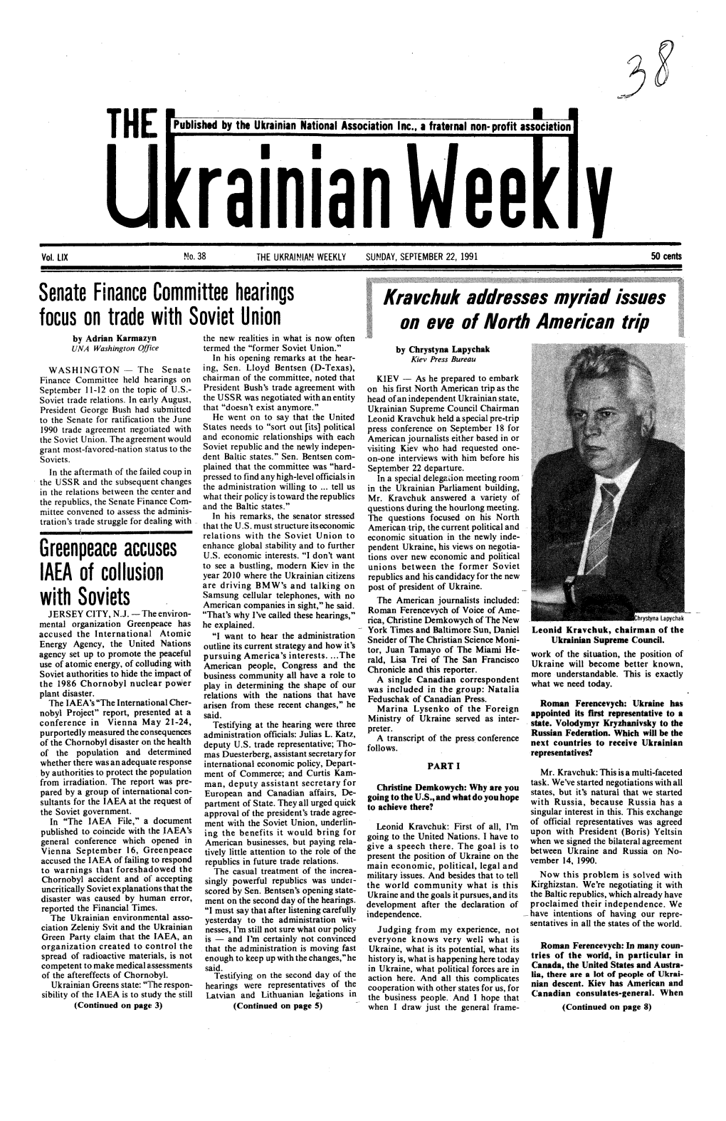 The Ukrainian Weekly 1991, No.38