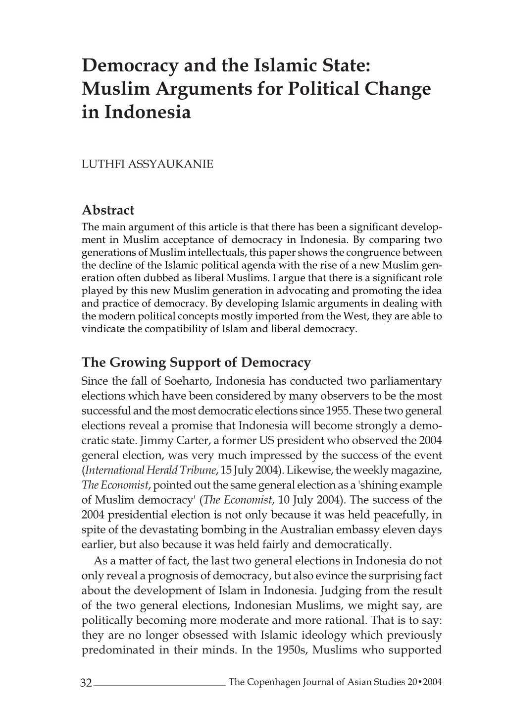 Democracy and the Islamic State: Muslim Arguments for Political Change in Indonesia
