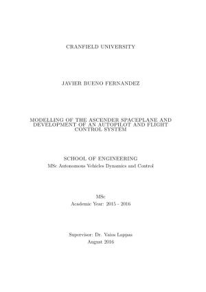 Modelling of the Ascender Spaceplane and Development of an Autopilot and Flight Control System