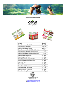 Dairy Free Cheese Products