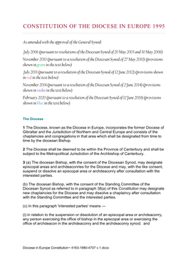 Constitution of the Diocese in Europe 1995