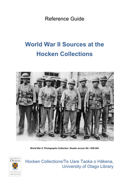 World War II Sources at the Hocken Collections