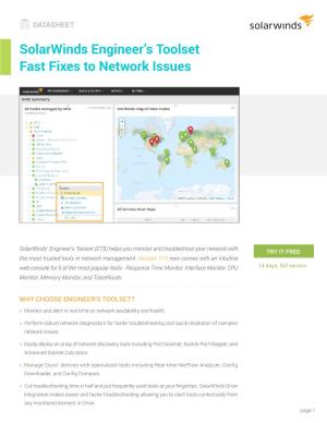 Solarwinds Engineer's Toolset Fast Fixes to Network Issues