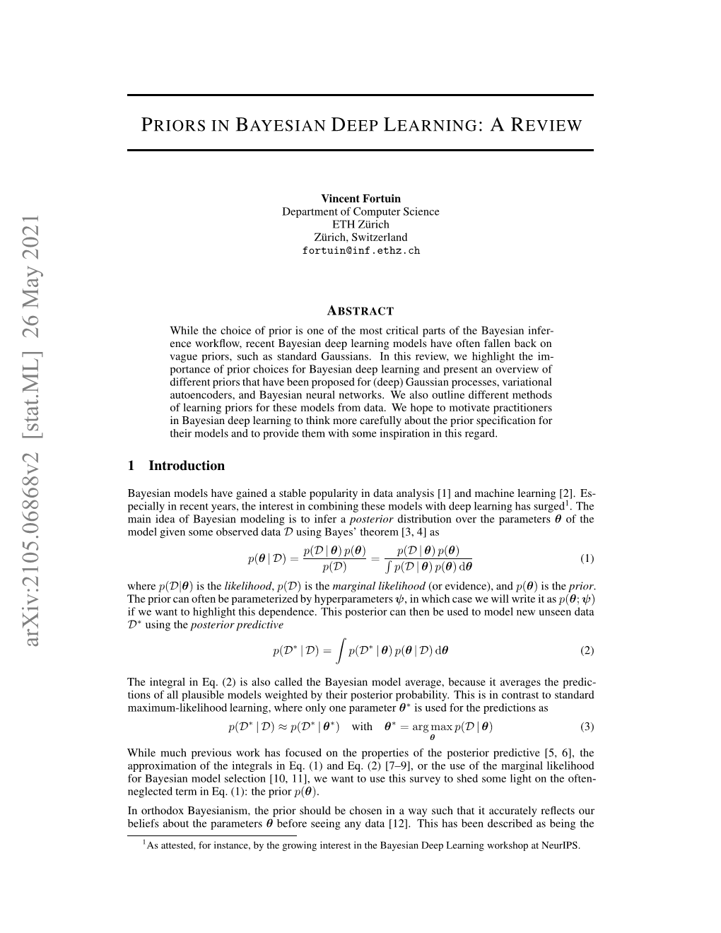 Priors in Deep Bayesian Models: a Review