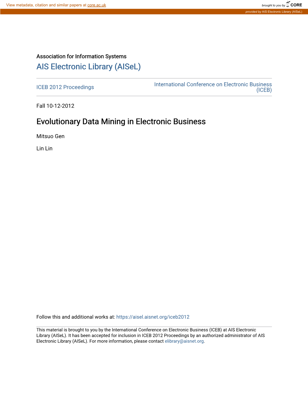 Evolutionary Data Mining in Electronic Business