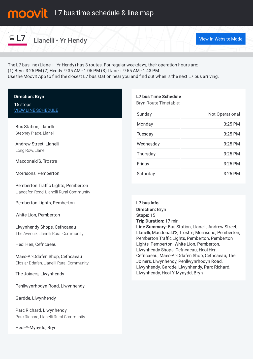 L7 Bus Time Schedule & Line Route