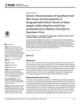 Genetic Characterization of Spondweni and Zika Viruses And