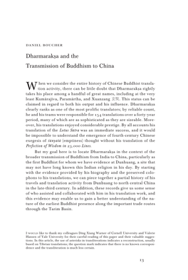 Dharmarak™A and the Transmission of Buddhism to China