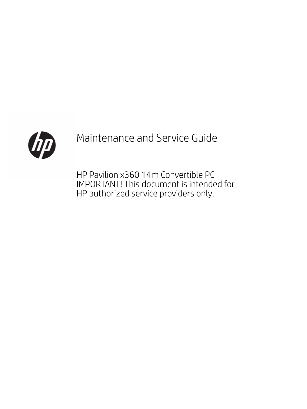 Maintenance and Service Guide HP Pavilion X360 14M Convertible