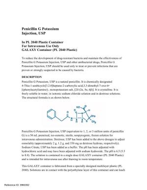 Penicillin G Potassium Injection, USP