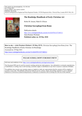 The Routledge Handbook of Early Christian Art Christian Sarcophagi