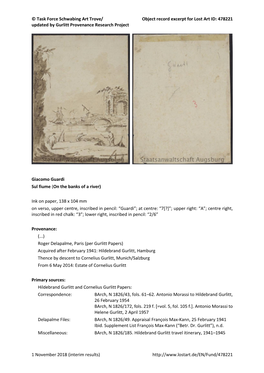 Task Force Schwabing Art Trove/ Object Record Excerpt for Lost Art ID: 478221 Updated by Gurlitt Provenance Research Project