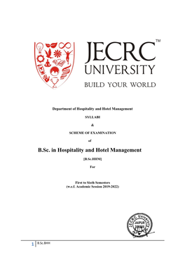 B.Sc. in Hospitality and Hotel Management