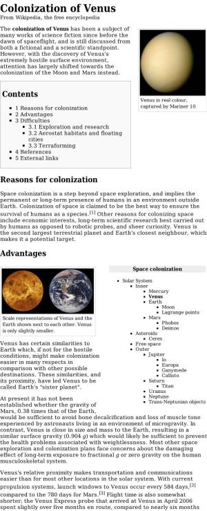 Colonization of Venus from Wikipedia, the Free Encyclopedia