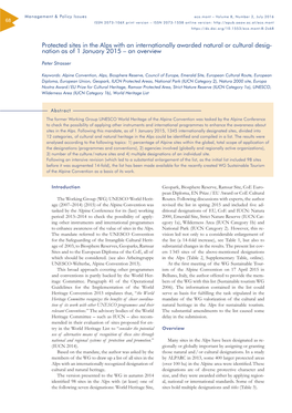 Protected Sites in the Alps with an Internationally Awarded Natural Or Cultural Desig- Nation As of 1 January 2015 – an Overview