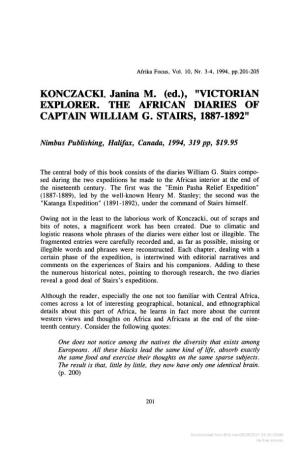 KONCZACKI, Janina M. (Ed.), "VICTORIAN EXPLORER