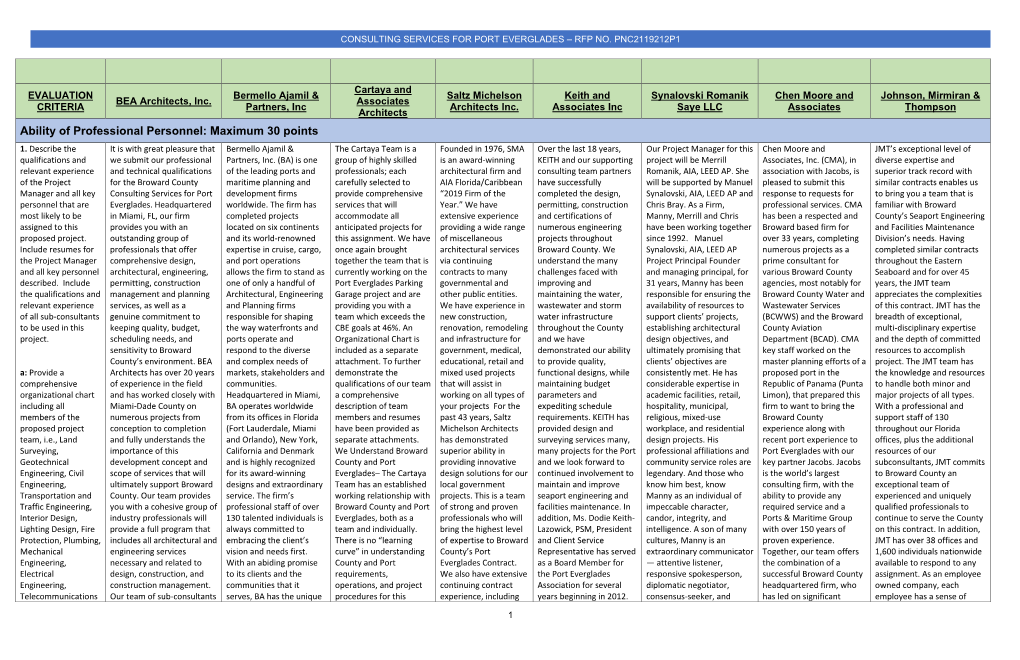 Consulting Services for Port Everglades – Rfp No