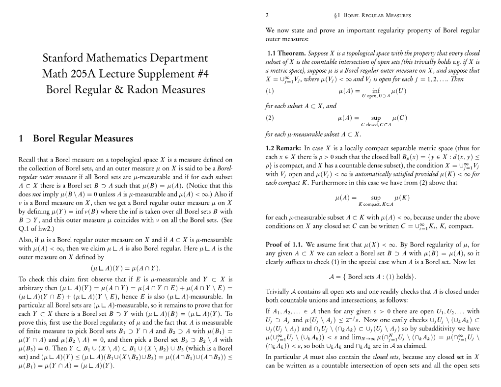 Stanford Mathematics Department Math 205A Lecture Supplement #4
