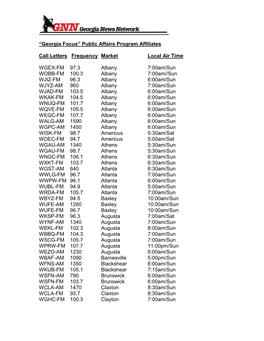 Georgia Focus Affiliates As of 12-17-01