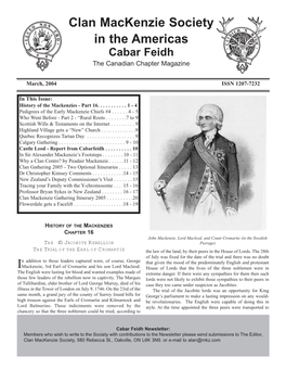 Clan Mackenzie Society in the Americas Cabar Feidh the Canadian Chapter Magazine