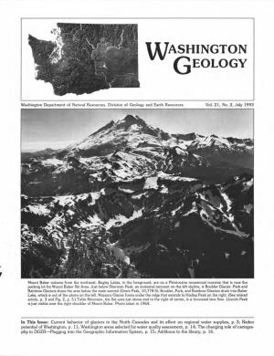 Washington Geology, V, 21, No. 2, July 1993