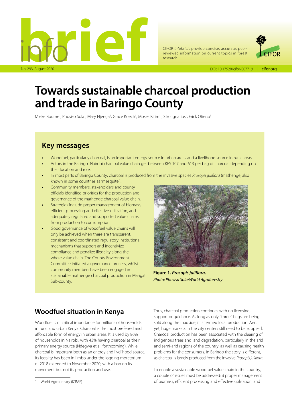Towards Sustainable Charcoal Production and Trade in Baringo