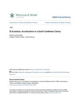 St Eustatius: Acculturation in a Dutch Caribbean Colony