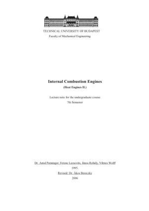 Internal Combustion Engines (Heat Engines II.)