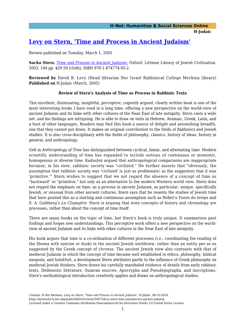 Time and Process in Ancient Judaism'
