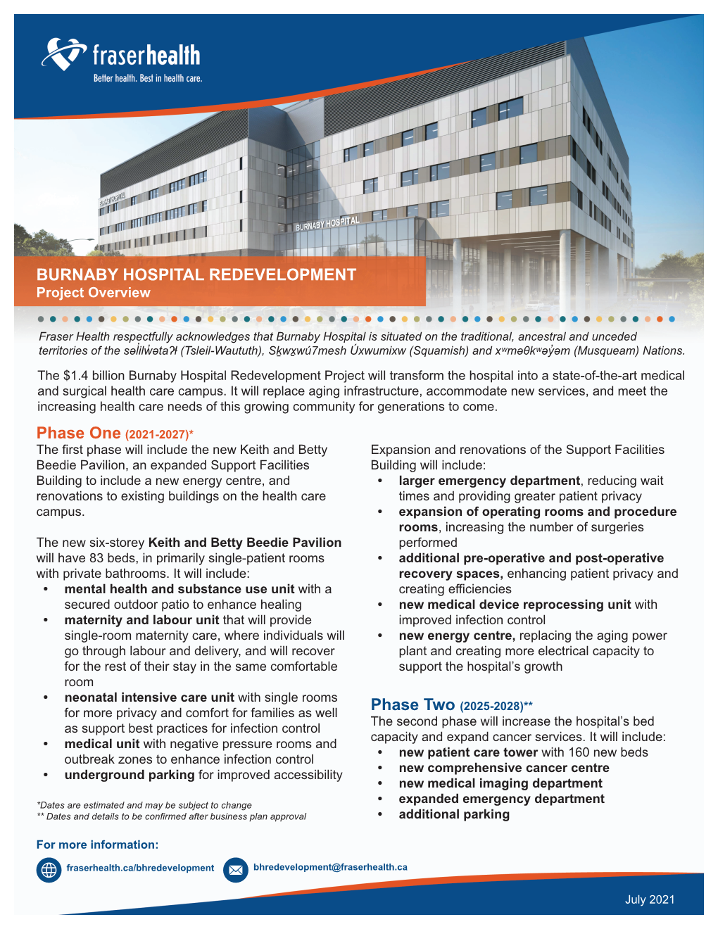 BURNABY HOSPITAL REDEVELOPMENT Project Overview - DocsLib