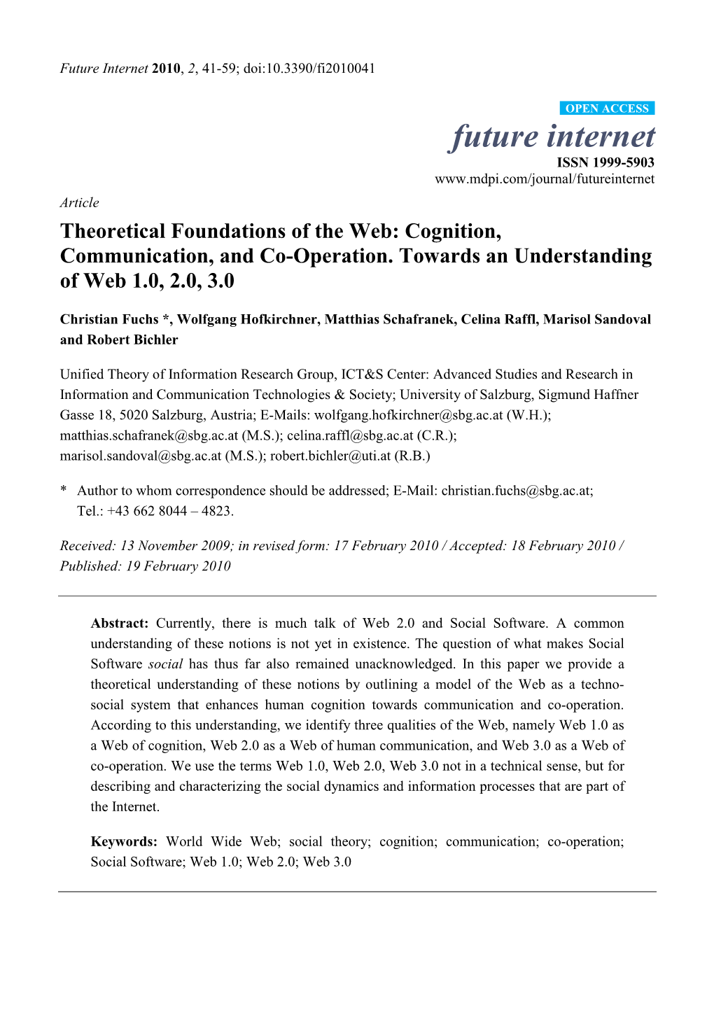 Theoretical Foundations of the Web: Cognition, Communication, and Co-Operation