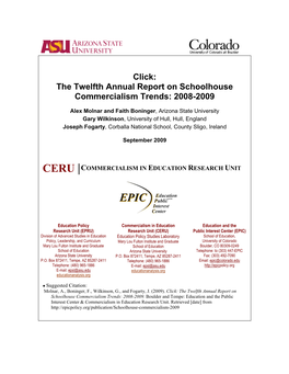 Click: the Twelfth Annual Report on Schoolhouse Commercialism Trends: 2008-2009