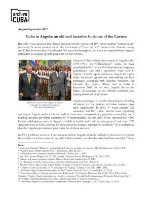 Cuba in Angola: an Old and Lucrative Business of the Castros