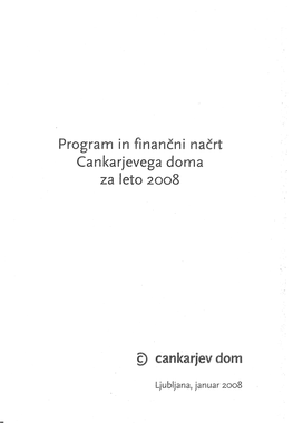 Program in Finančni Načrt Za Leto 2008