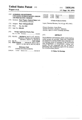 United States Patent (19) (11) 3,835,191 Wagner Et Al