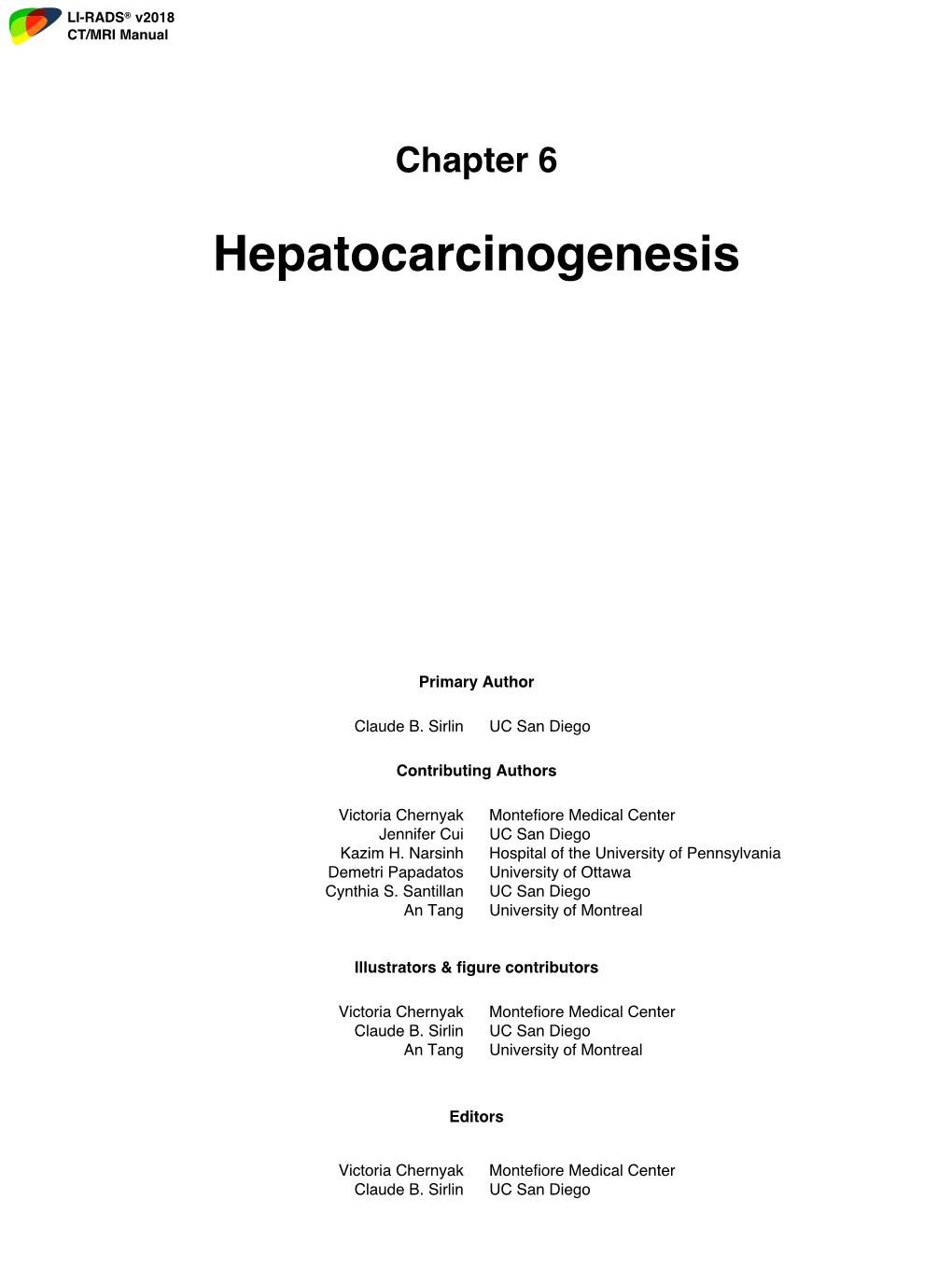 Chapter 6. Hepatocarcinogenesis CS 2018 FINAL