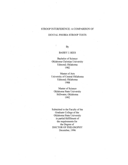 Stroop Interference: a Comparison Of